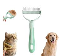 Dual-Sided Pet Grooming Rake, Skin-Safe Teeth Double-Sided Pet grooming brush deshedding, Durable Professional Deshedding Tool for Dogs and Cats with Ergonomic Non-slip Handle (green-large)