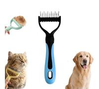Dual-Sided Pet Grooming Rake, Skin-Safe Teeth Double-Sided Pet grooming brush deshedding, Durable Professional Deshedding Tool for Dogs and Cats with Ergonomic Non-slip Handle (blue-small)