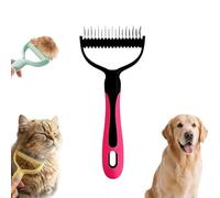 Dual-Sided Pet Grooming Rake, Skin-Safe Teeth Double-Sided Pet grooming brush deshedding, Durable Professional Deshedding Tool for Dogs and Cats with Ergonomic Non-slip Handle (pink-large)
