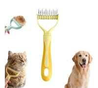 Dual-Sided Pet Grooming Rake, Skin-Safe Teeth Double-Sided Pet grooming brush deshedding, Durable Professional Deshedding Tool for Dogs and Cats with Ergonomic Non-slip Handle (yellow-small)