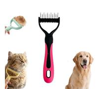 Dual-Sided Pet Grooming Rake, Skin-Safe Teeth Double-Sided Pet grooming brush deshedding, Durable Professional Deshedding Tool for Dogs and Cats with Ergonomic Non-slip Handle (pink-small)