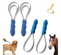 Dual Sided Shedding Blade, Stainless Steel Double Shedding Blade for Horses, Fine Teeth Blade Shedding Tool for Horse, Cattle, Sheep with Comfort Grip (2pc*Single Loop+Double Loop)