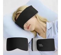 Dual-Sided Wide Blackout Sleep Mask, Eye Cover with Adjustable Band, Zero Pressure Eye Mask Sleeping, Softer Than Mulberry Silk Sleeping Mask, Blingfold, Eye Masks for Women Side Sleepers (Black)