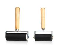 Dual-Size Rubber Brayer Roller for Printmaking, Block Printing, and Crafting with Wooden Handle (10cm & 6cm)
