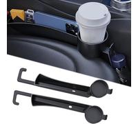 Dual Slot Car Seat Gap Organizer with Cup Holder, Universal Auto Gap Filler Strip 2 Pack with Seat Belt Holes, Carseat Side Gap Guard Spacers Accessories