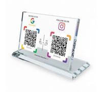Dual Social Media Crystal Stand with NFC & QR Code for Google & Instagram