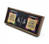 Dual Social Media Walnut Wood Stand with NFC & QR Code - Compatible with Google Review Page & Instagram, No App Needed for Setup or Use, One-Time Purchase, Lifetime Promotional Desktop Decor for