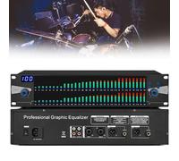 Dual Spectrum Audio Equalizer, Two 31-Band Spectrum Display 2u Audio Digital Equalizador with 10 Preset Effects and Low/Mid/Treble Independent Adjustment, for Ktv Stage Performance