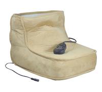 Dual Speed Electric Foot Massager - Beige Micro Suede Exterior - Remote Control