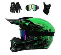 Dual Sport MTB Motocross Helmet, with Goggles Gloves Mask, Unisex Youth Full Face Off Road ATV Scooter Motorbike Helmet, Downhill Enduro Racing BMX Dirt Bike Crash Helmets