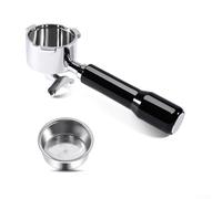 Dual Spout Espresso Handle In Stainless Steel With Natural Rosewood Grip, Compatible With 51Mm Machines, 304 Food-Grade Build, Quick Release Basket(A)