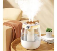 Dual-spray bedroom humidifier, 2-litre silent cool mist humidifier, suitable for plants, dormitories, offices, homes and vehicles, featuring a digital display with three misting modes