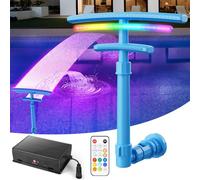 Dual Spray Solar Pool Fountain for Above Ground Pools, Pool Waterfall Aerator with 9-Color LED Lights, Adjustable Pool Sprinkler Fountain Swimming Pool Cooler, Pool Accessories Pool Decor