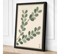 Dual Sprigs in Sage Botanical Canvas Wall Art Print 24x16 Inch