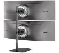 Dual Stacked Monitor Stand for 17''-49'' Screens, Holds 20KG (per Screen) | Freestanding Vertical Dual Ultrawide Monitor Mount, Adjustable Heavy Duty Desk Stand, VESA 75/100mm, Black