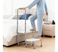 Dual Step Stool with Handle, Height Adjustable Step Stool with Non-Slip Platform & Rubber Feet for Adults & Elderly, 2 Stepstool for Bedside, Bathroom, Home & Kitchen Use, Holds up to 330 lbs