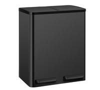 Dual Step Trash Can, Stainless Steel Kitchen Garbage Bin with PP Inner Buckets, 18L Waste Bin for Home Office