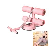 Dual Suction Sit Up Assistant Device with Resistance Bands, Portable Floor Sit Up Bar for Core Training, Abdominal Exercise Equipment for Home Gym, Waist Slimming and Abs Workout Gear (Pink)