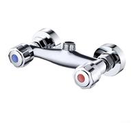 Dual Switch Shower Mixer Tap, Thermostatic Shower Mixer Bar Two Outlet, Brass Material, Dual Handle Double Control in Wall Mixing Valve (A)