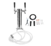 Dual Tap Beer Kegerator Tower Dispenser, Stainless Steel Draft Beer Tower Faucet Dispenser Kit for Party Bar Pub Restaurant (Stainless Steel Color)