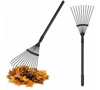 Dual Telescopic Metal Garden Leaf Rake Gardening Tools Extendable Up To 134Cm