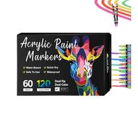Dual Tip Acrylic Paint Markers Set, 96/120/168 Colors, Quick-Drying Water-Based Pens for Rock Painting, Ceramic, Wood, Canvas & Plastic DIY Crafts,1.5ml/Pen (Black-60pcs)