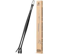 Dual Tip Cooking Tweezers Tongs, Double Ended 2-in-1 Professional Stainless Steel Kitchen Tweezers for Cooking, Repairing, Sea Food, BBQ, Decorating, Pet Feeding (12 Inch, Black)