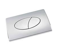 Dual Toilet Flush Button, Pneumatic Chrome Cistern Flush Plate Replacement | Toilet Push Button Flush Replacement, Fingerprint Resistant Compatible with Air Houses , Easy Installation, Oval Design