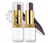 Dual-Tone Gradient Eyeshadow Stick with Plum Brown & White Shimmer - Waterproof & Smudge-Proof Creamy Eyeshadow Pencil for Layered Eye Looks, Beginners