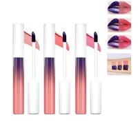 Dual-Tone Purple Pink Gradient Matte Lip Gloss - Waterproof Long Lasting Peel Off Lip Stain, Non-Sticky Formula For Creative Evening Party Makeup, Bold Two Shade Ombre Effect Lipstick