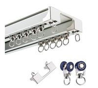 Dual-Track Aluminum Curtain Rod System for Ceiling Mount - 360cm (11.8ft) - Perfect for Living Room Bedroom Closet and Sliding Doors - White Curtain Pole
