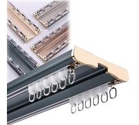 Dual Track Ceiling Curtain Rod, Silent Heavy-Duty Curtain Rail for Living Room, Bathroom, Outdoor, Hospital, Divider - Blue, 4.0m, Easy Installation, Design