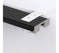 Dual Track Curtain Rod - Wall-Mounted White/Black 15.2ft (463cm) Noise-Free Room Divider for Bedroom Living Room Offices Hospitals - Sturdy Design for Curtains