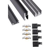 Dual Track Sliding Door Hardware Kit for 8mm Glass Cabinets/Bookshelves/Kitchens - Heavy-Duty Quiet Rollers, Smooth Gliding Track for Display Cabinets, Wardrobes & Closet Doors(Black,23.6in/