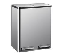 Dual Trash Can with Lid, Step-on Garbage Bin, Soft-Close Foot Pedal, Sleek Waste Chute for Kitchen Sorting, 24L