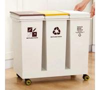 Dual Triple Bin Recycling Waste Bin Mobile Trash Can Indoor Outdoor 36L Triple Bin