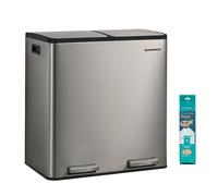Dual&Triple Compartment Kitchen Bin, Silver / 2 x 30 L
