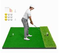 Dual-Turf Golf Hitting Mat 5x4ft (150x120cm) - Golf Practice Mat with 6 Tee Positions, Shock-Absorbing EVA Base - Indoor & Outdoor Training for Garden, Simulator & Driving Range
