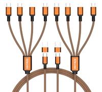 Dual Type-C 4 in 2 Multi Charging Cable[2Pack 4Ft],Nylon Braided 4 in 2 Charging Cable,Universal USB Cable with IP/Micro/Dual USB-C Port Compatible iPhone16/15/14 Series, Cell Phones Tablets Pads