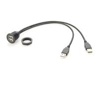 Dual Usb 2.0 Flush Mount Male To Female Dashboard Extension Cable Round Panel Mount Car Expansion Cable for Expanding the Dashboard of Cars,Trucks,Motorcycles,Ships,Yachts, etc