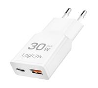 LogiLink USB Wall Charger. GaN. 2port. USB-AF & USB-CF. PD 30W. sl