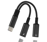 Dual USB-C Headphone Jack Adapter 2 in 1 Charging Cable for Apple for iPhone15 Pro Max Plus for iPad Pro compatible for Samsung Galaxy Note10 Cord Type C Audio Charger Dongle Aux Splitter Accessories