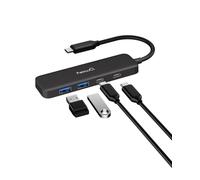 Dual USB C USB A 3.0 Hub: USB C to USB 3.0 with 4 Ports, Ultra Slim Portable USB Splitter Adapter for Laptop, PS5, Flash Drive, HDD, Xbox, Printer, Mouse, Keyboard (15 cm)