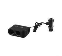 Dual USB Car Charger 60W Multi Socket Adapter 12V-24V Metal Alloy Fast Charge for iPhone for samsung GPS - Black Compact Design