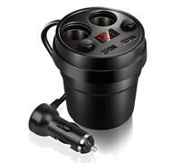 Dual USB Car Cigarette Lighter Charger for Phone Tablet PC | Cup Type USB Charger Adapters with Wire Multifunction Cigarette Lighter Cars Fast Charging Adapters