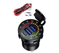 Dual Usb Car For Charger Socket With Led Voltmeter Switch, 60w For Qc3.0 And Type-c Pd Fast Charging Port For Motorcycle For Atv Suv Boat, 12v-24v Power Adapter With Voltage Display, Black(USB Wire)