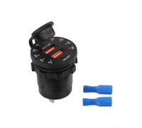 Dual Usb Car For Charger Socket With Led Voltmeter Switch, 60w For Qc3.0 And Type-c Pd Fast Charging Port For Motorcycle For Atv Suv Boat, 12v-24v Power Adapter With Voltage Display, Black(Dual USB)