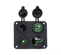 Dual USB Charger Panel 12V/24V with Rocker Switch(Green)