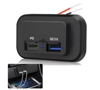 Dual USB Charger Socket, Car USB Charger Socket Cigarette Lighter Socket 12/24V PD+QC3.0 Dual USB Port Car RV Fast Charger Socket Power Outlet Waterproof