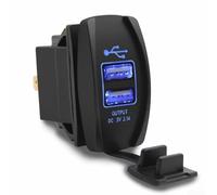 Dual Usb Charger Socket With Blue Led Light For Car Boat Marine 12v 24v Waterproof Rocker Switch Panel 3.1a Power Outlet Dust Proof